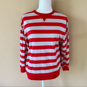 Brookridge Medium Red Gray Striped Shirt Top